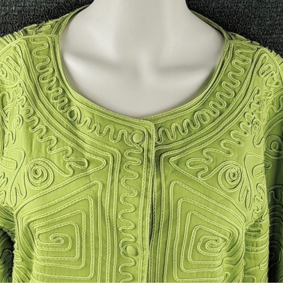 Joni B Lime Green Embroidered Trapeze Blazer - Picture 2 of 11